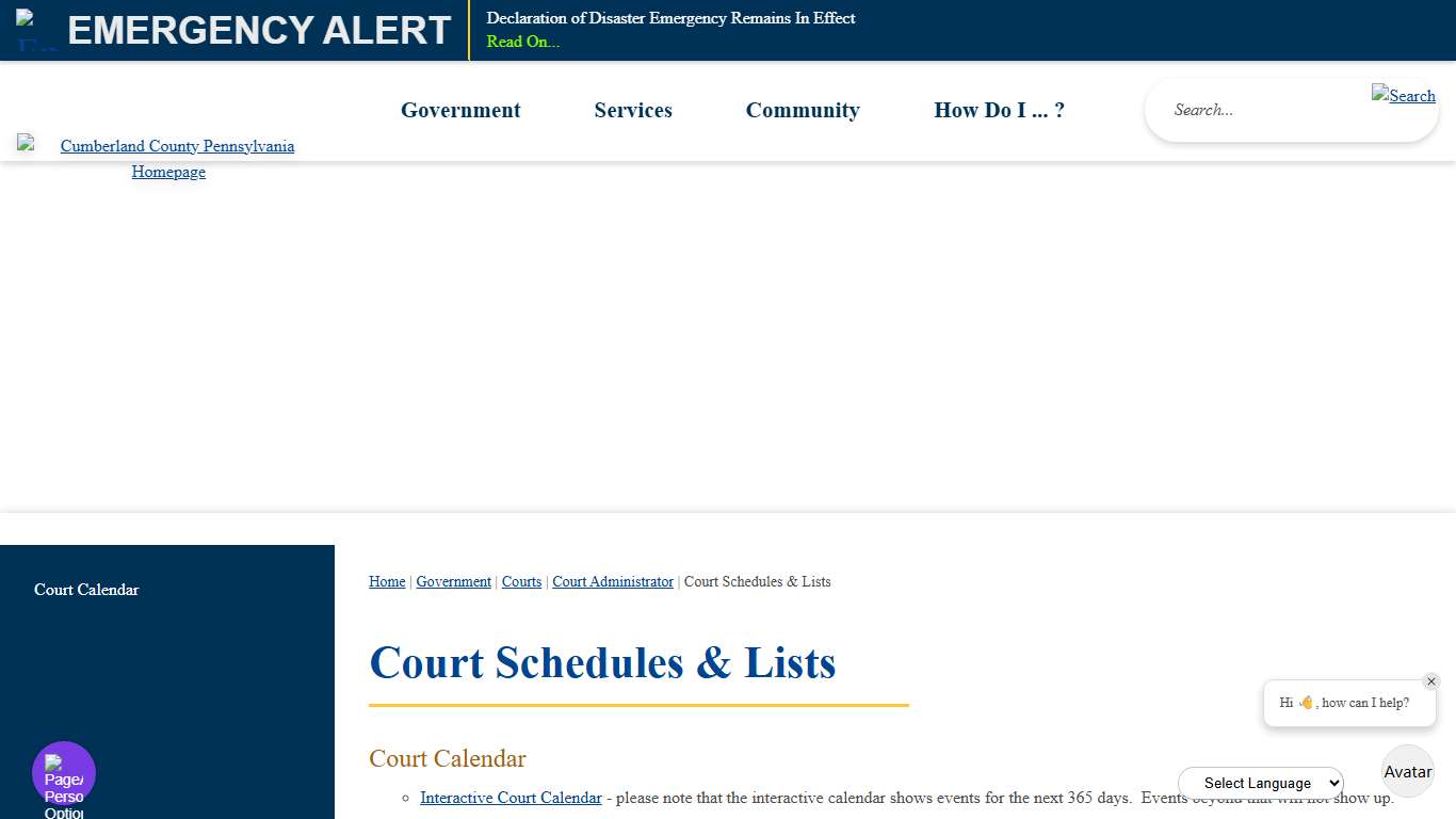 Court Schedules & Lists Cumberland County, PA - Official Website