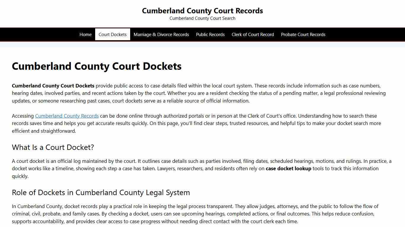 Cumberland County Court Dockets